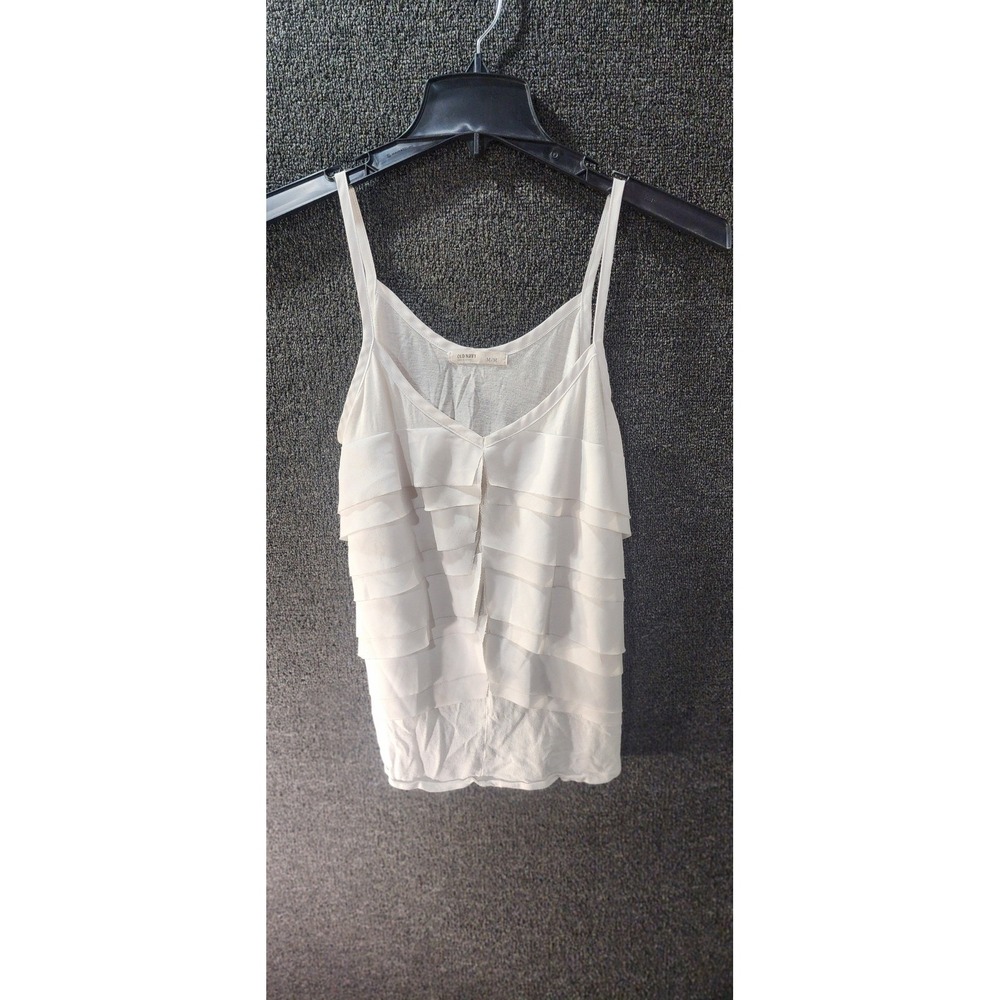 Old Navy Womens Tiered Ruffle Camisole Tank Top Off White Cream V-Neck Medium